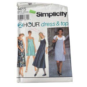 Simplicity 9415 2 Hour Sewing Pattern Sizes 16-20 Misses Dress Top Vintage UNCUT